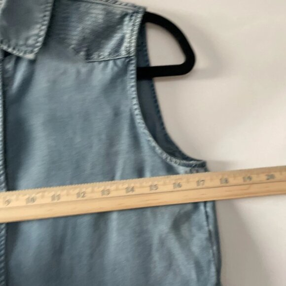 Rag & Bone Womens Light Blue Sleeveless Thread Detail Button Up Denim Shirt XS - Picture 6 of 7